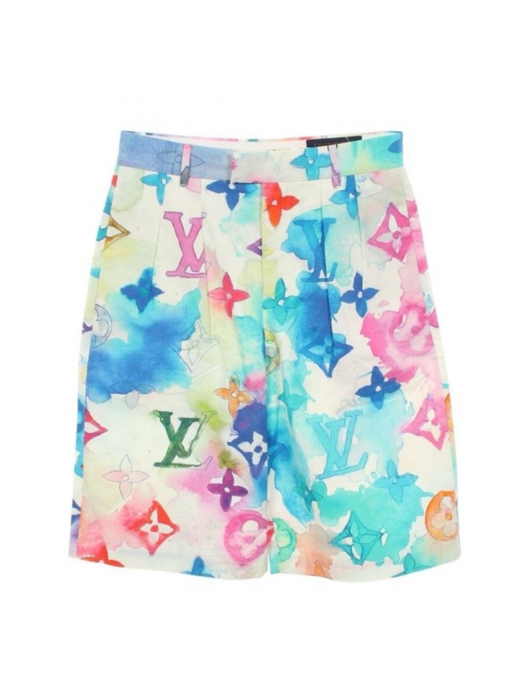 Louis Vuitton Multicolor Watercolor Monogram Flat Front Men's Shorts